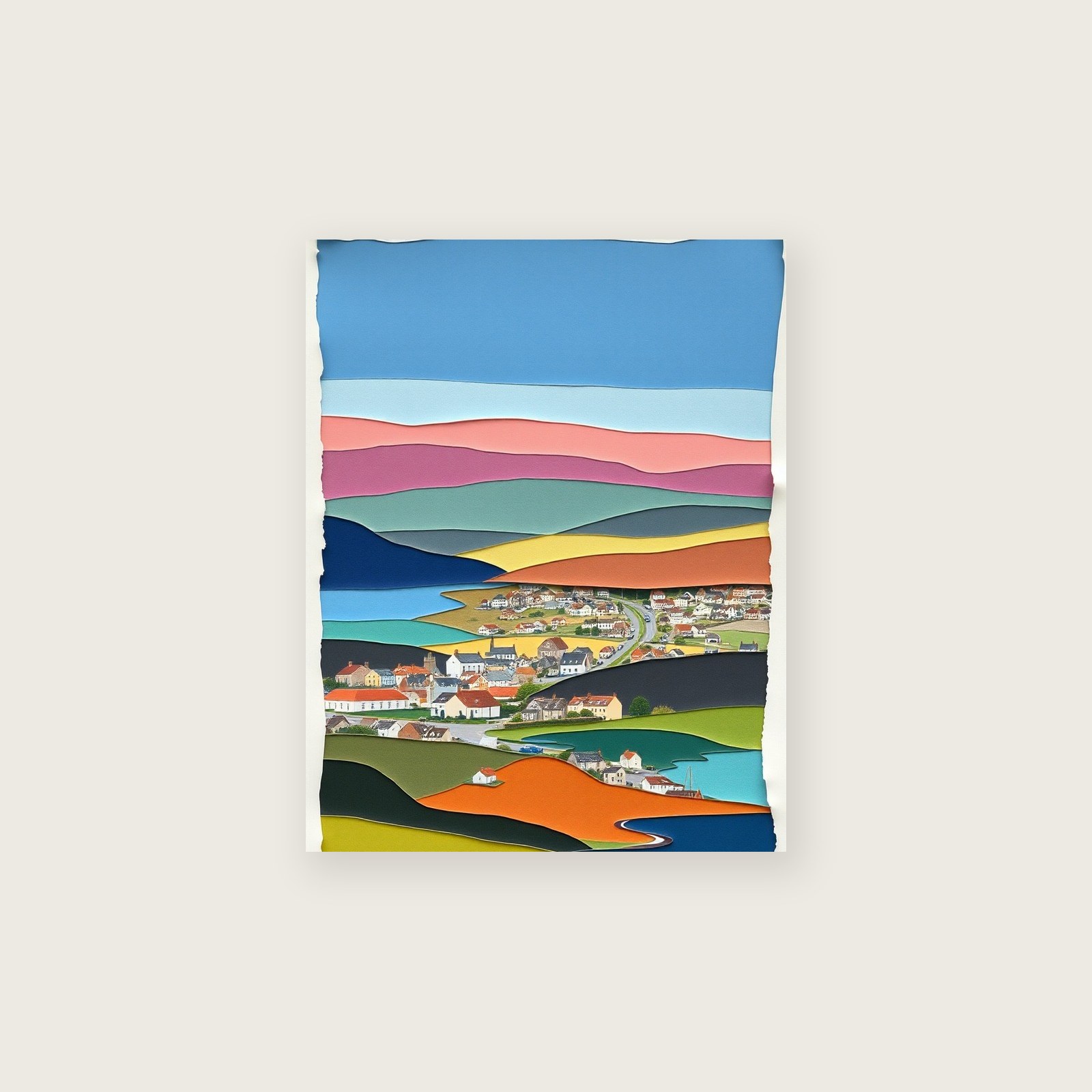 Loch Muick Landscape Wall Art - Framed Colourful Collage Print, unframed print