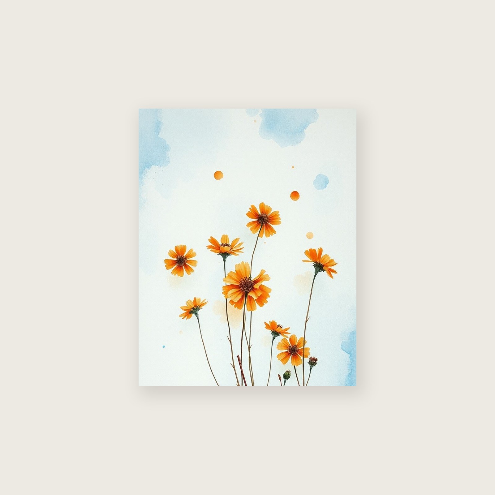 Scabious Watercolour Print - Bold Colour Botanical Wall Art - Unframed Print, A3