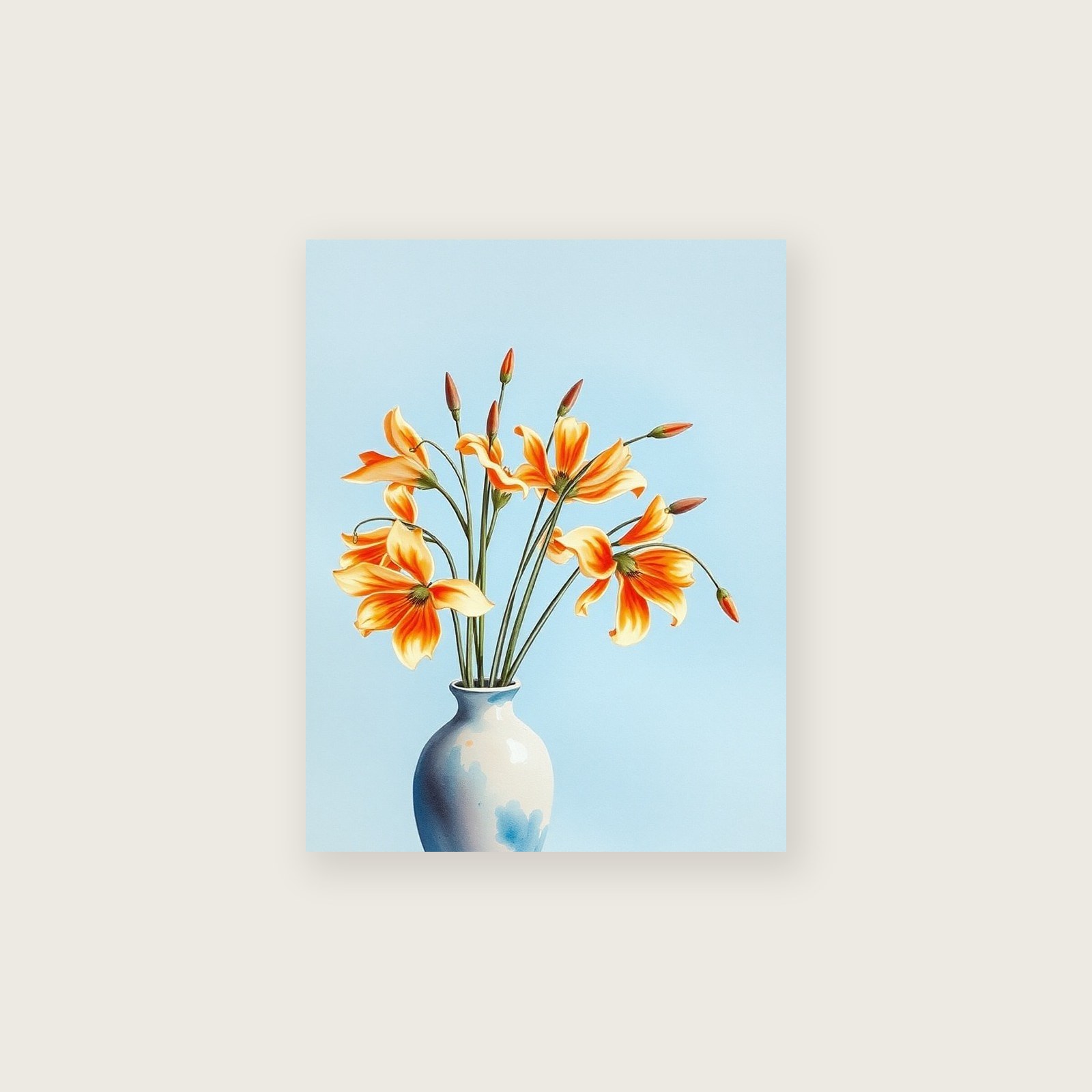 Dierama Angel's Fishing Rod Watercolour Print - Framed Bold Colour Botanical Wall Art, unframed print