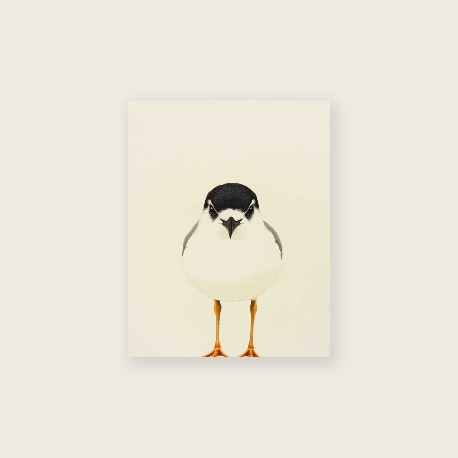 Framed Monotype Print of Little Tern - Neutral & Beige Animal Wall Art, unframed print