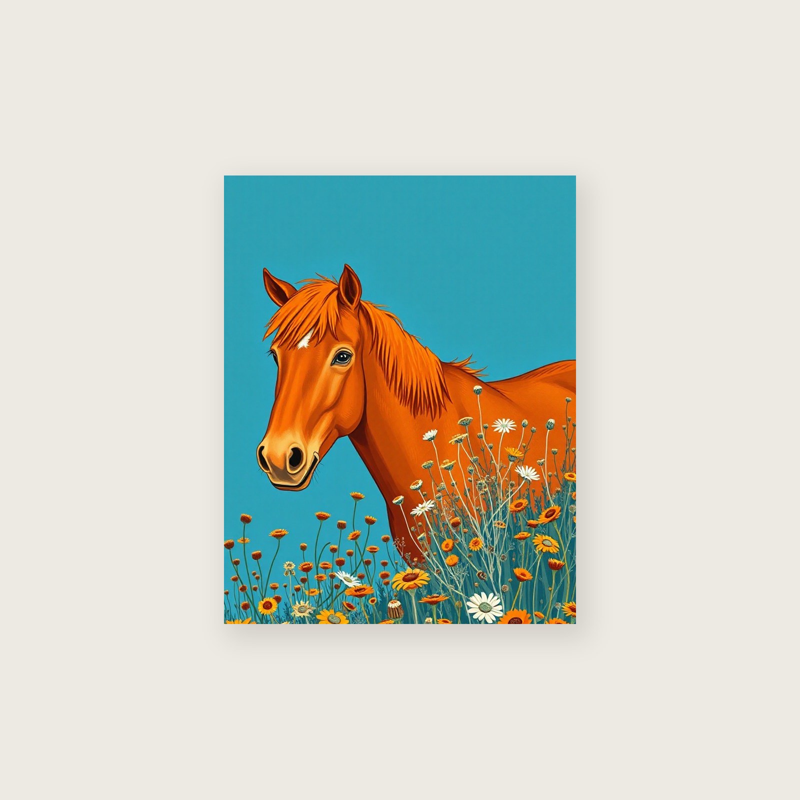 Welsh Mountain Pony Gouache Print - Framed Bold Colour Animal Wall Art, unframed print