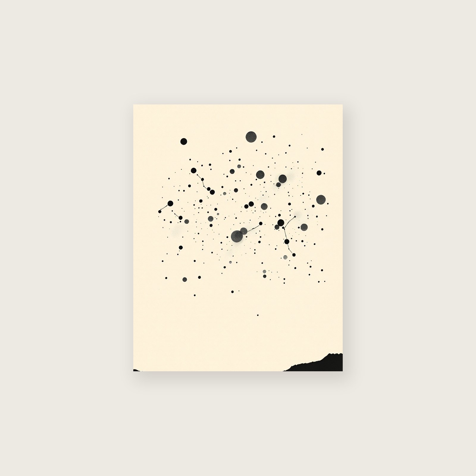 Framed Ink Wash Print of The Constellation Carina - Black & White Celestial Wall Art, unframed print