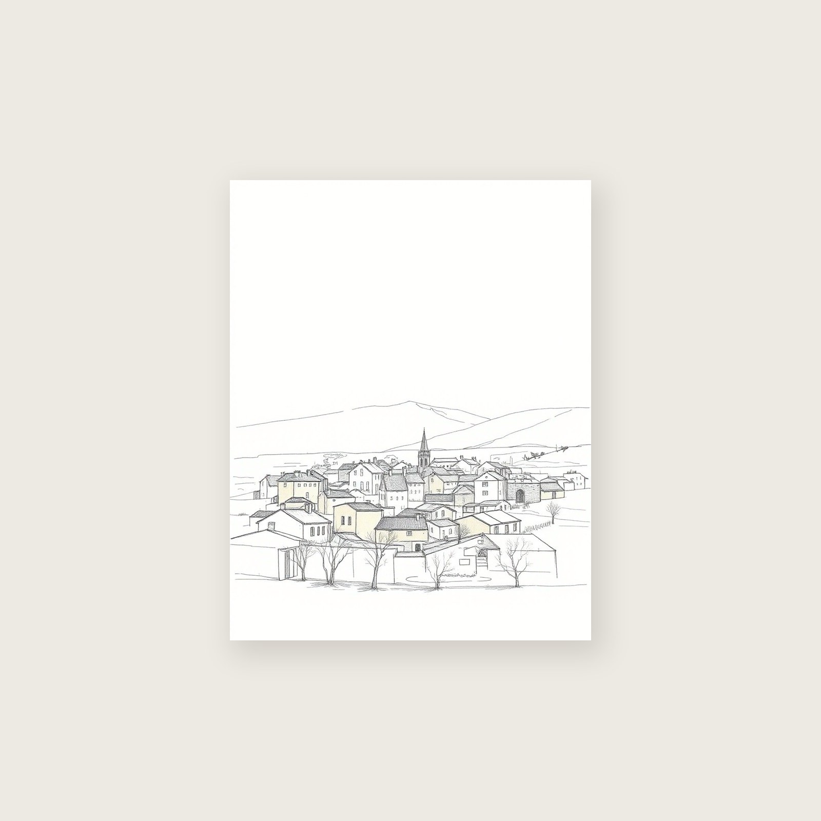 Ben Lomond Pencil Sketch Wall Art - Framed Neutral & Beige Print, unframed print