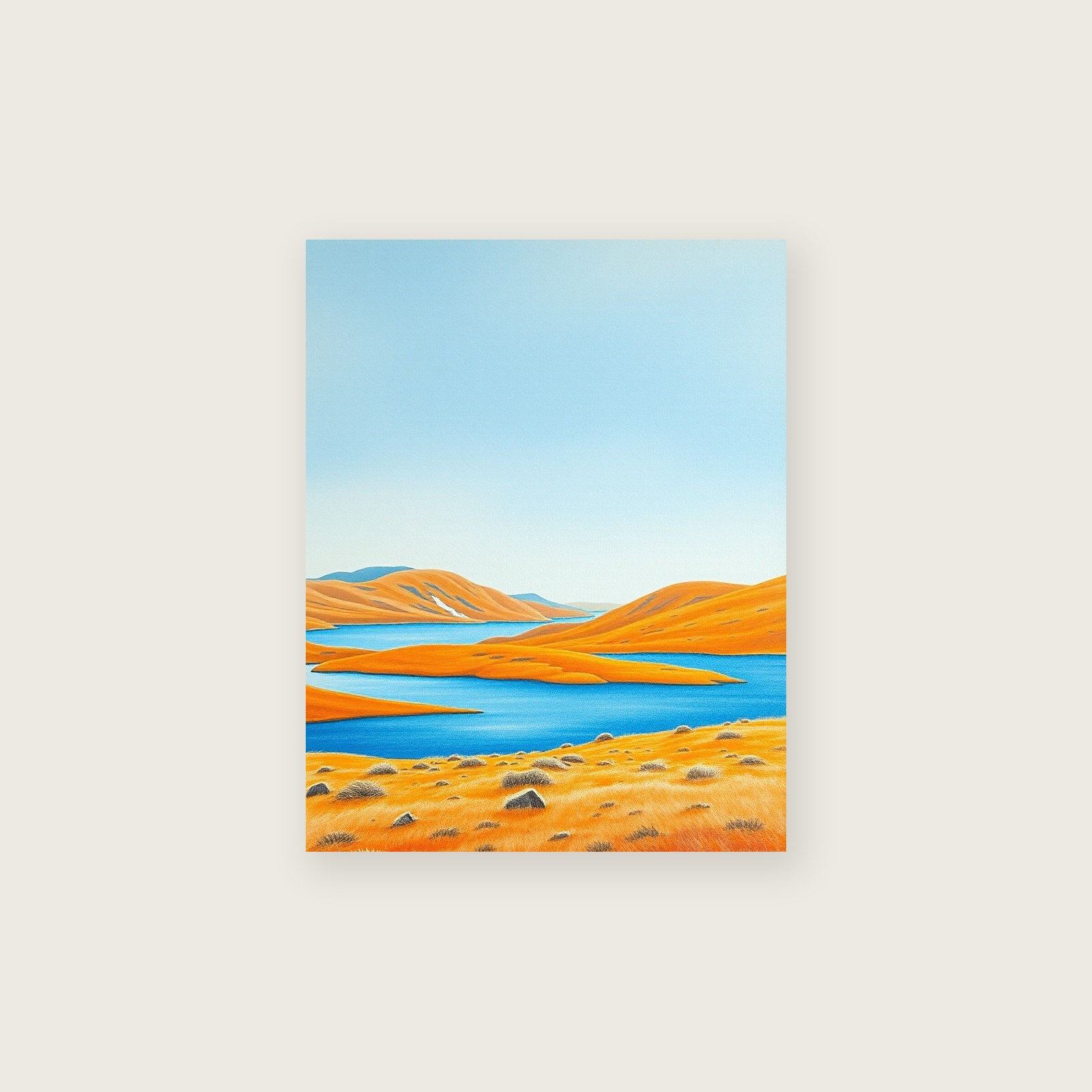 Loch Assynt Pastel Wall Art - Bold Colour Print - Unframed Print, A3