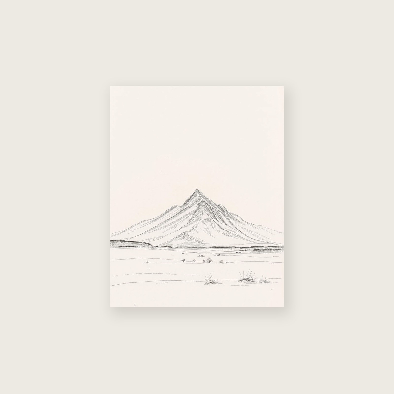 Snowdon Pencil Sketch Wall Art - Neutral & Beige Print - Unframed Print, A3