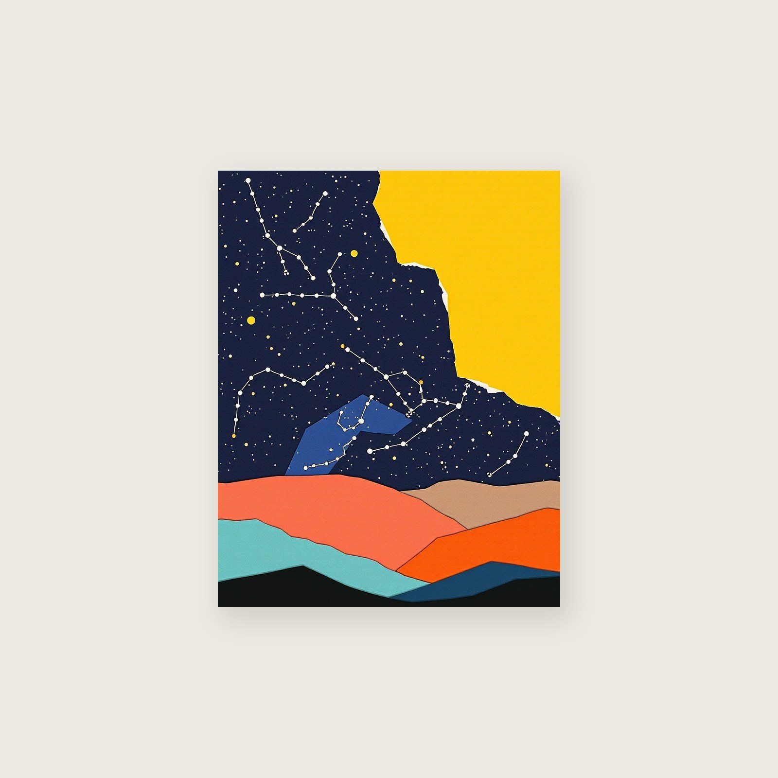 The Constellation Perseus Collage Print - Framed Colourful Celestial Wall Art, unframed print