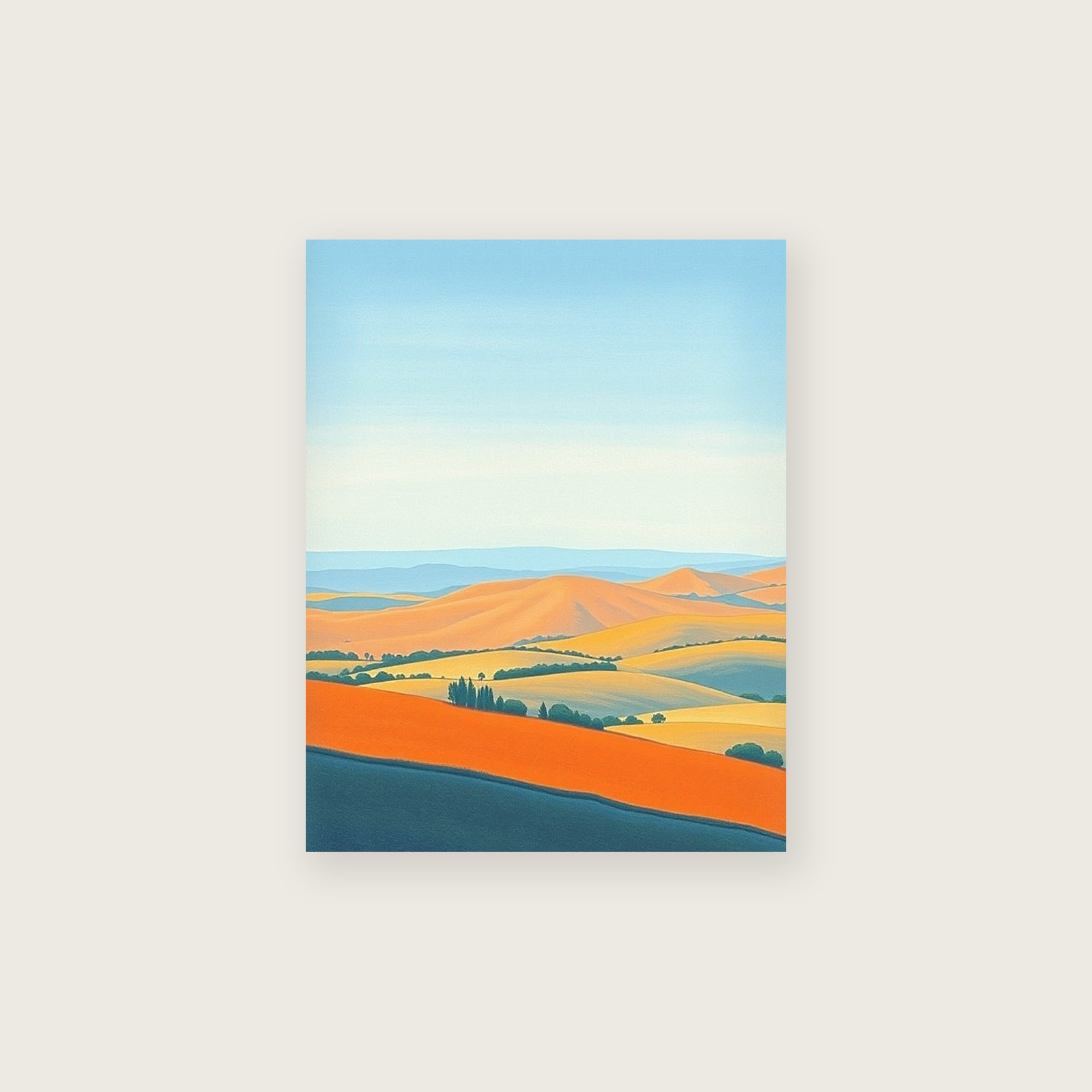 Framed Pastel Print of The Long Mynd - Bold Colour Landscape Wall Art, unframed print