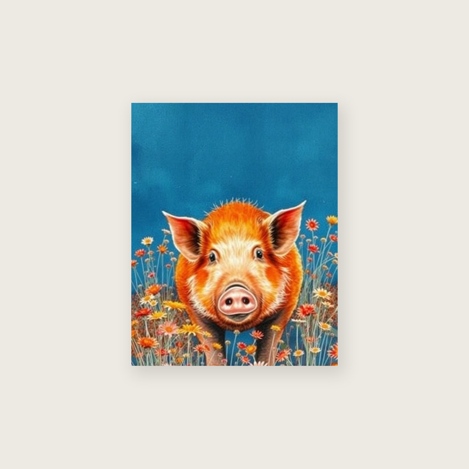 Framed Watercolour Print of Kunekune Pig - Bold Colour Animal Wall Art, unframed print