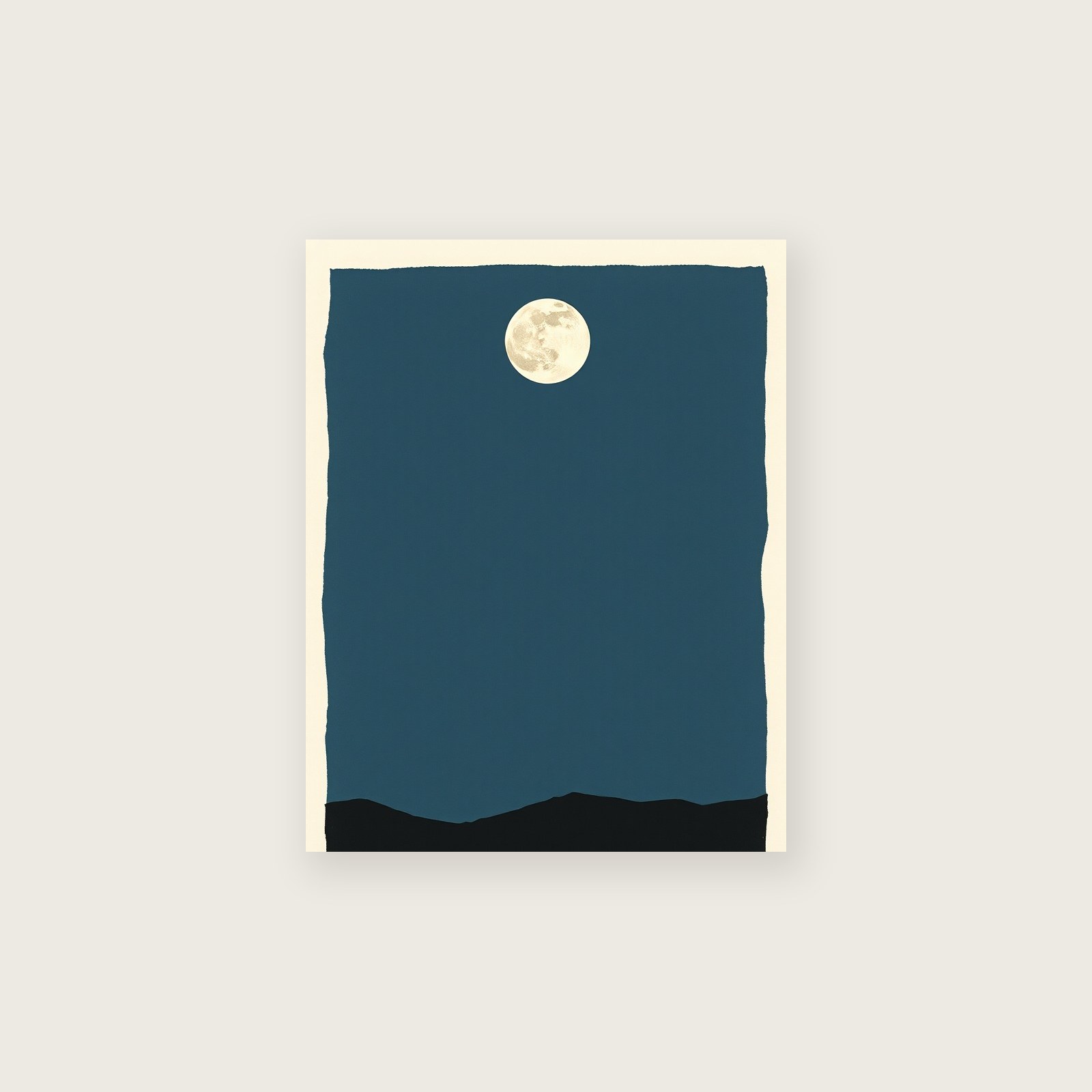 A New Moon Gouache Print - Framed Two Tone Celestial Wall Art, unframed print